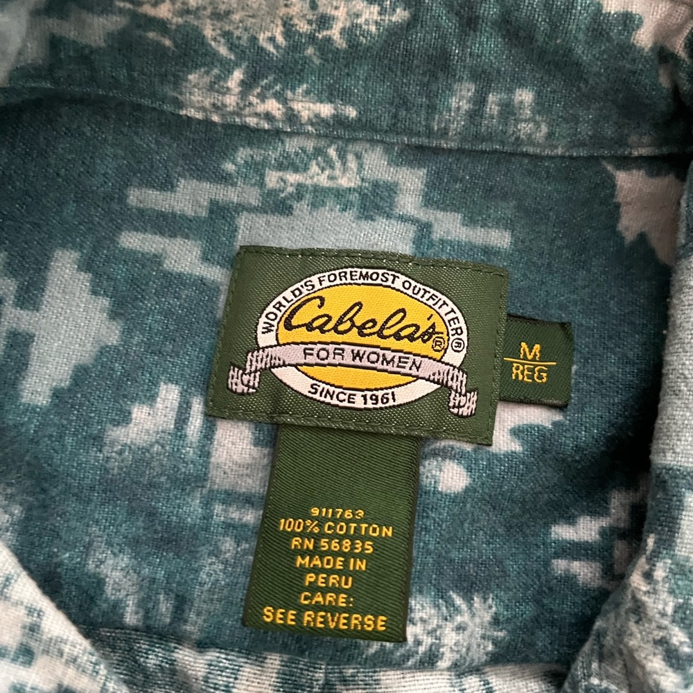 Vintage Shirt M Native Navajo Aztec festival blue cottage Western streetwear y2k - Picture 7 of 7